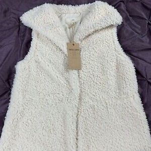 Thread & Supply White Wooly Vest with Snaps